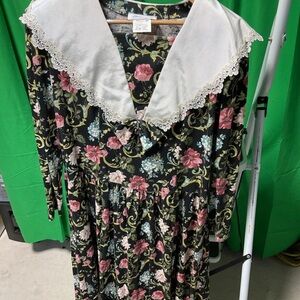 VINTAGE LANZ II Originals Tea Garden Party Cotton Dress Floral Size-14